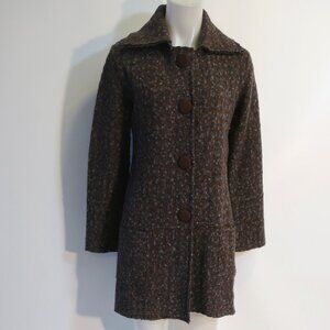 Womens Anne Clair Brown Blue Marled Wool Mohair Blend Coat Jacket 40 US/4